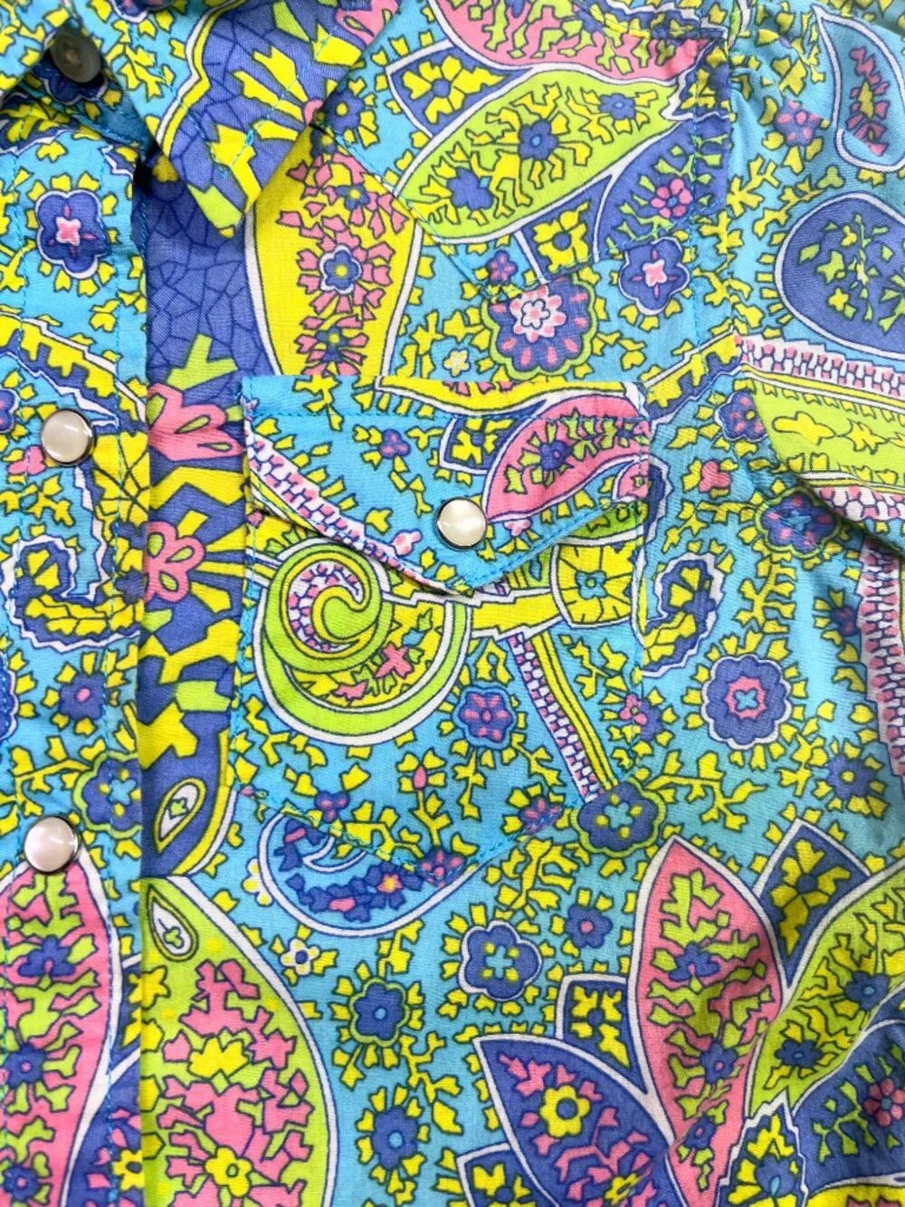 Ralph Lauren Girl's Size 4 / 4T Paisley Pearl Snap Shirt Cotton Long Sleeve
